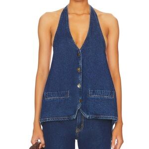 Lioness Blue Denim Halter Top